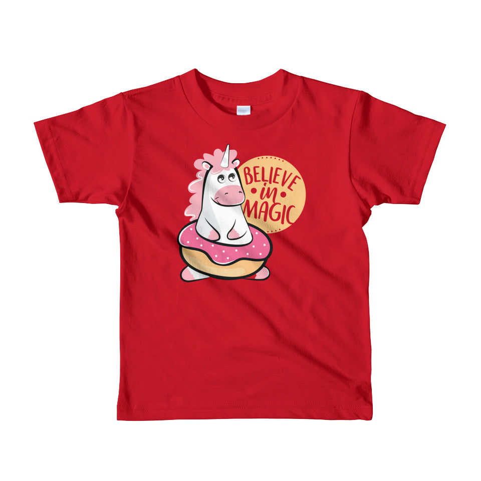 Red Magic Unicorn Short Sleeve Kids T-shirt