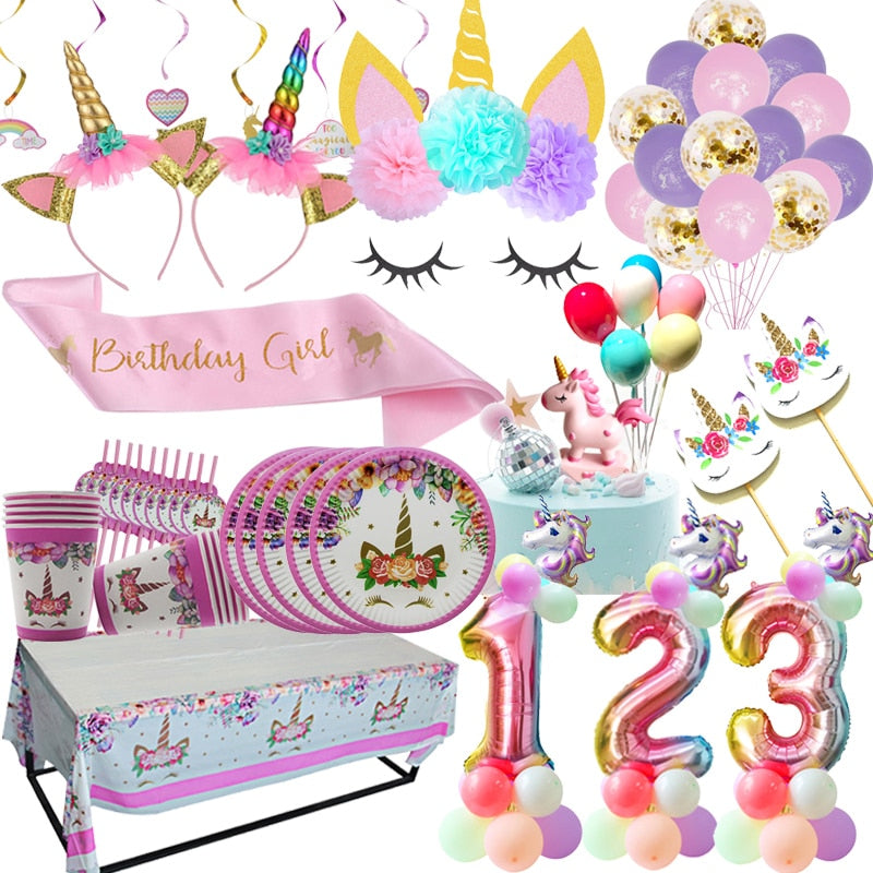 Unicorn Birthday Decor Tableware Party Kit