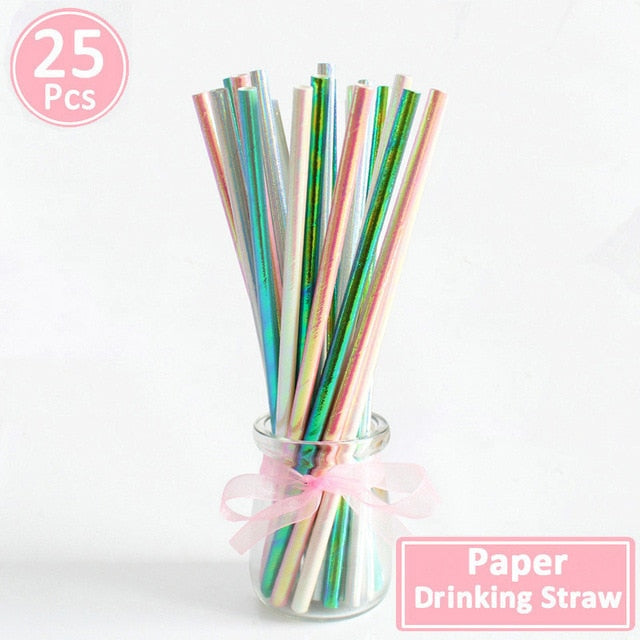25Pcs Unicorn Drinking Straws